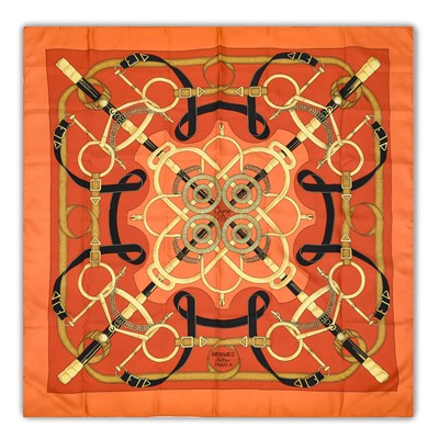 Lot 3043 - Hermès Silk Scarf, Eperon D'Or Deisgned by...
