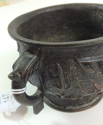 Lot 147 - A Chinese Bronze Censer, in Archaic form,...