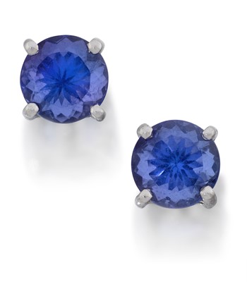 Lot 2144 - A Pair of Tanzanite Solitaire Earrings