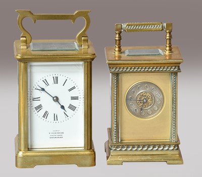 Lot 133 - A brass carriage timepiece, circa 1900, single...