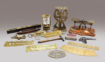 Lot 64 - A set of brass scissor action letter scales,...