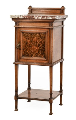 Lot 873 - A Victorian Figured Walnut and Marble Bedside...