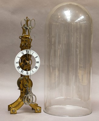 Lot 156 - A brass skeleton 'scissor' mantel timepiece,...