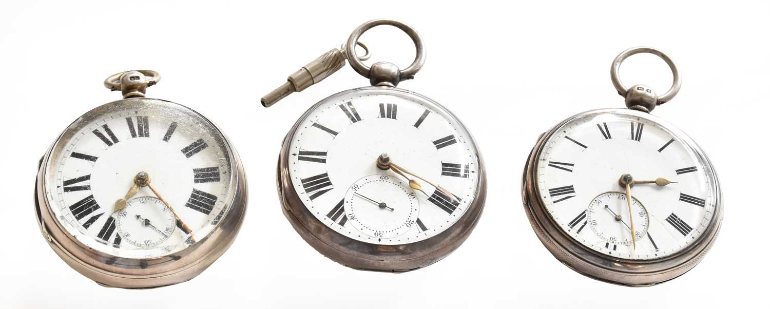 Lot 47 - Three Victorian silver open face pocket watches