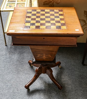 Lot 1158 - A 19th Century games/work table with chess top...