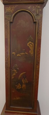 Lot 675 - A Red Chinoiserie Chiming Small Longcase Clock,...