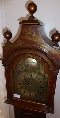 Lot 675 - A Red Chinoiserie Chiming Small Longcase Clock,...