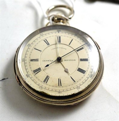 Lot 50 - A silver chronograph pocket watch