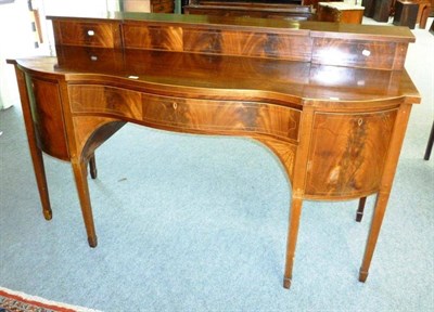 Lot 1182 - A George III Scottish Mahogany and Boxwood Strung Serpentine Sideboard, the superstructure...