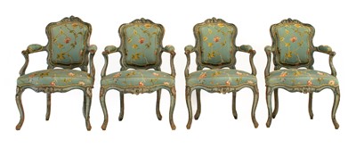 Lot 411 - A Set of Four 19th Century Carved and Painted...
