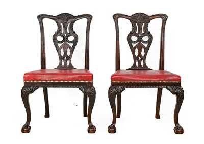 Lot 1156 - A Pair of Mahogany Chairs in George II Style,...