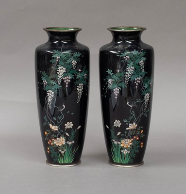 Lot 53 - A pair of Japanese Meiji period cloisonne...