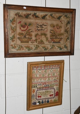 Lot 1390 - 19th Century large rectangular sampler worked...