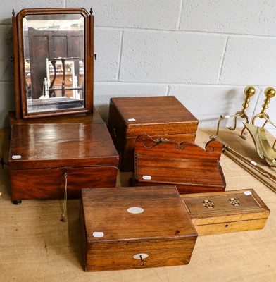 Lot 339 - Two 19th century sewing boxes, three other...