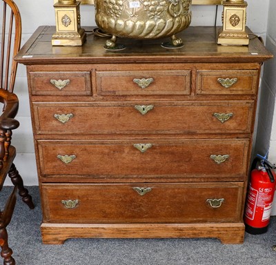 Lot 1219 - An oak late 18th-century chest of drawers,...