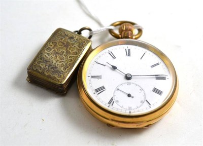Lot 60 - Silver vinaigrette and a gold plated pocket watch