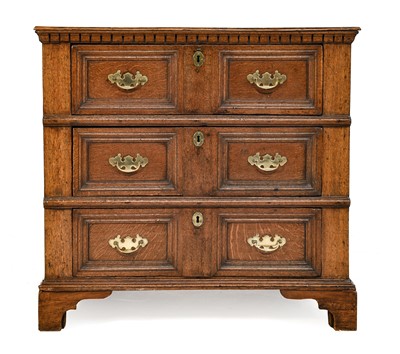 Lot 759 - A Late 17th Century Oak Chest, the moulded top...