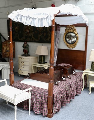 Lot 1127 - A mahogany framed four-post single bed with...