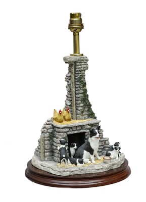 Lot 1060 - Border Fine Arts Table Lamp 'Jock's Pride' (Sheepdog and Pups)