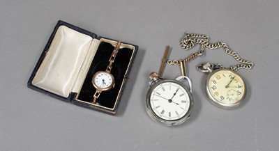 Lot 2 - A silver chronograph pocket watch with a case...