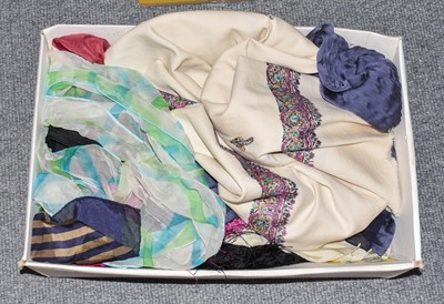 Lot 264 - Assorted silk and other scarves, including:...