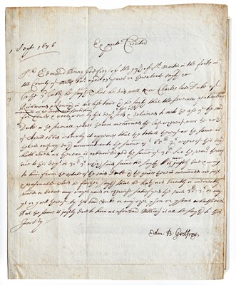 Lot 73 - Godfrey (Sir Edmond Berry) Manuscript...
