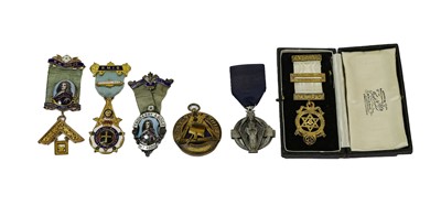 Lot 2046 - A Collection of Six Masonic Jewels, comprising...