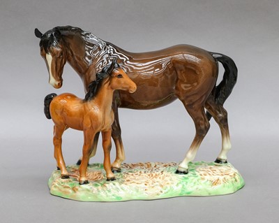 Lot 1147 - Beswick Mare and Foal on Base