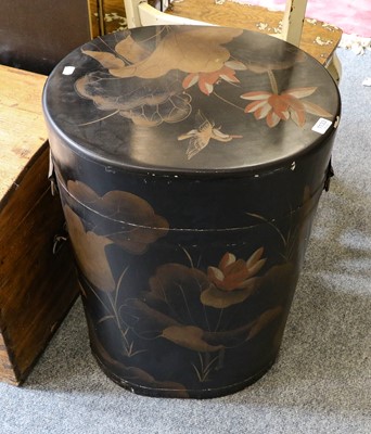 Lot 1133 - A Chinese lacquered tea chest of tapering...