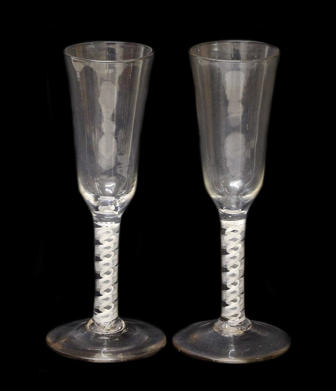 Lot 21 - A Near Pair of Ale Flutes, circa 1755, the...