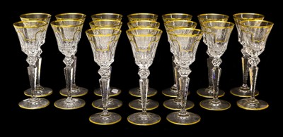 Lot 26 - A Set of Seventeen White Wine Glasses, en...