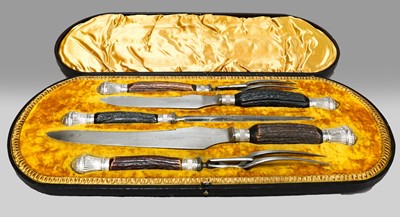 Lot 264 - A Victorian five piece carving set by James...