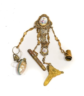 Lot 2122 - Late 19th Century Gilt Metal Chatelaine with...