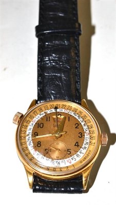 Lot 82 - A plated calendar wristwatch, signed Liban