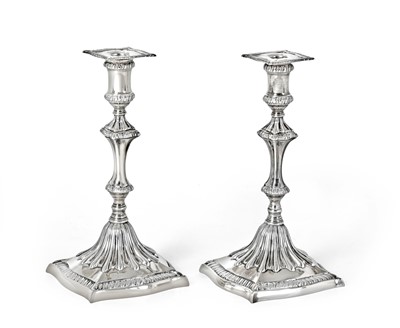 Lot 2017 - A Pair of George III Silver Taper-Candlesticks