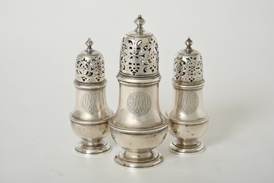 Lot 2010 - A Set of Three George II Silver Casters