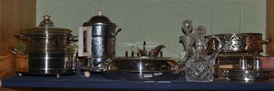 Lot 92 - A quantity of silver plated ware including an asparagus dish, liner and sauceboat, entree...