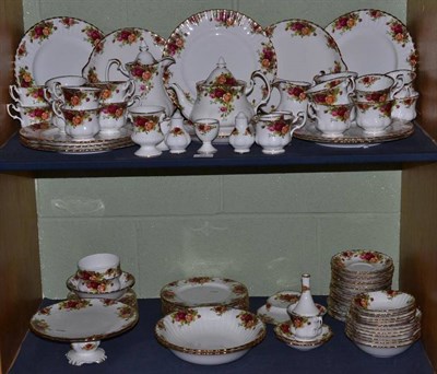 Lot 93 - A quantity of Royal Albert Old Country Rose china on two shelves