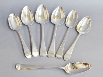 Lot 72 - Three Pairs of George III Silver Table-Spoons,...