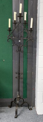 Lot 1208 - A pair of 15th century style wrought iron...