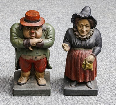 Lot 387 - A pair of painted plaster figures, probably...