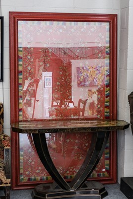 Lot 1144 - A 19th century embroidered silk framed bed...