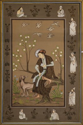 Lot 1055 - A late 19th century Quajar watercolour on silk,...