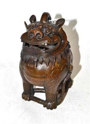 Lot 106 - A bronze incense burner modelled as a mythical beast