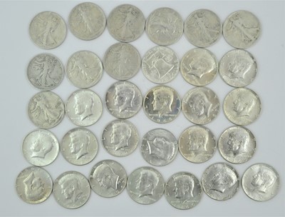 Lot 197 - 31 x USA Silver Half Dollars, to include: 10 x...