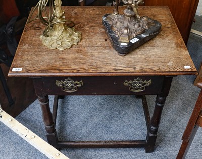 Lot 1240 - A George III oak provincial side table, 76cm...