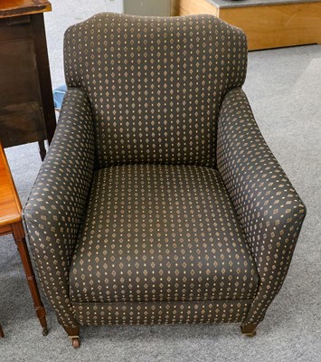 Lot 1183 - A pair of Howard-style upholstered armchairs