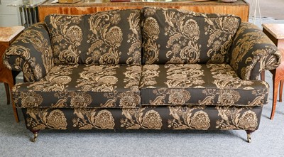 Lot 1266 - A modern upholstered scroll arm sofa