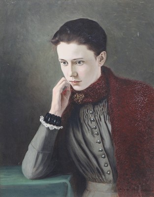 Lot 1015 - A portrait of a Victorian lady seated,...