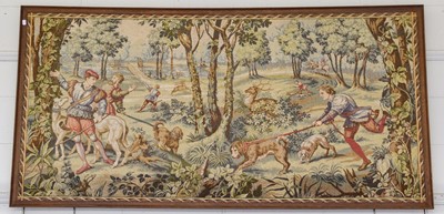 Lot 1226 - 1920s large machined tapestry stag hunt